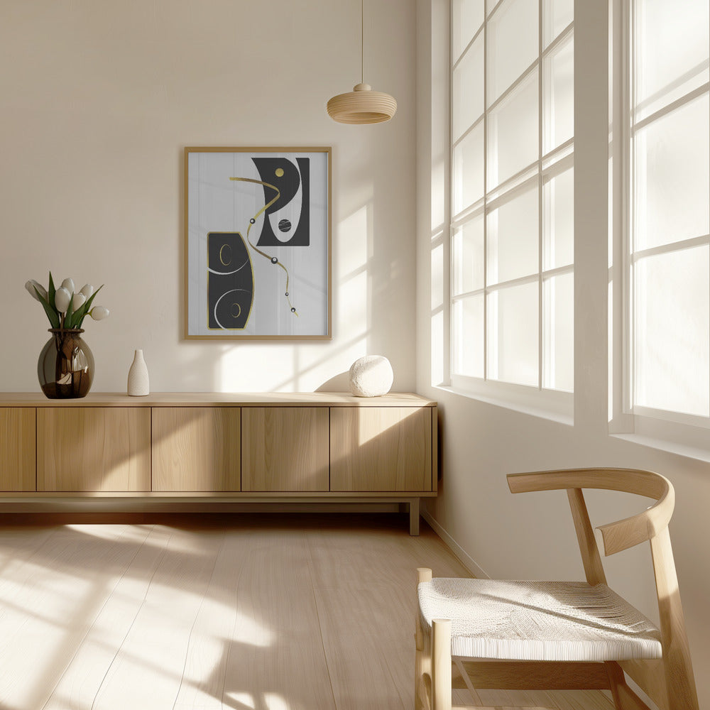 Black & White Abstract No. 2 | gold Poster